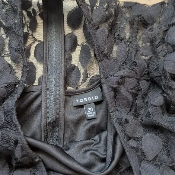 NWOT Torrid Lace Dress Womens Size 20 Black Goth Long Sleeve Knee Length - Picture 4 of 9